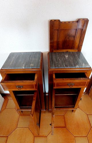 Coppia di Comodini Anni Art Déco 20/30 Legno/Marmo