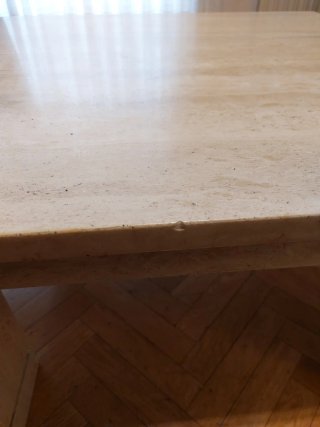 Mesa centro mármol travertino macizo 80x80