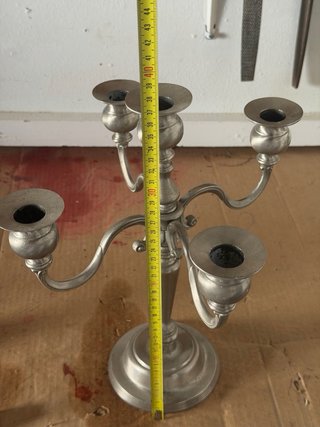 Candelabros plateados 5 brazos 37 cm