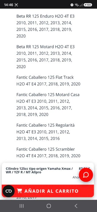 Cilindro Yamaha MT125 R125 XMAX y otras (ver fotos
