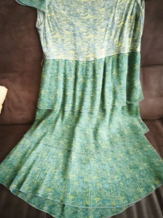 Vestido veraniego gasa verde y amarillo