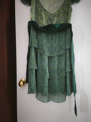 Vestido veraniego gasa verde y amarillo