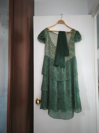Vestido veraniego gasa verde y amarillo