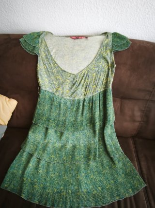 Vestido veraniego gasa verde y amarillo