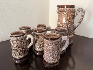 Set 6 Boccale Birra Vintage con Brocca