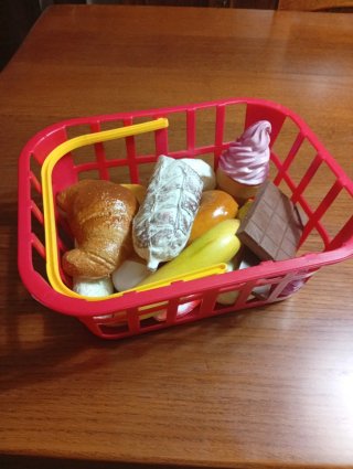 Cestino giochi plastica frutta dolci