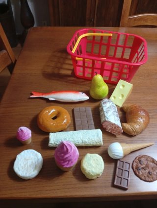 Cestino giochi plastica frutta dolci