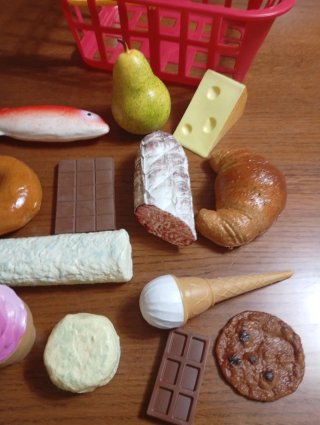 Cestino giochi plastica frutta dolci