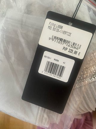 Vestido de fiesta plateado y rosa