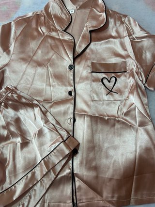 Pijama corto satén rosa talla M