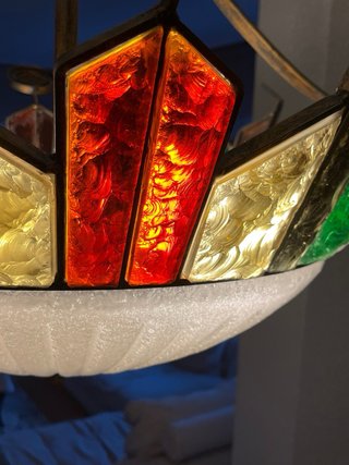 Lámpara Techo Acero y Cristal Murano Multicolor