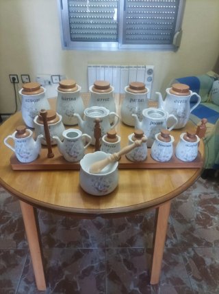Juego de cocina cerámica y madera