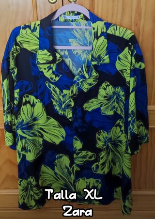 Camisa Zara Estampada Flores Talla XL