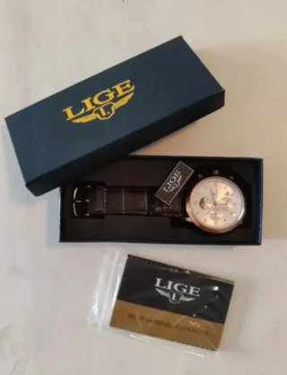 Reloj LIGE Nuevo Correa Cuero Estuche