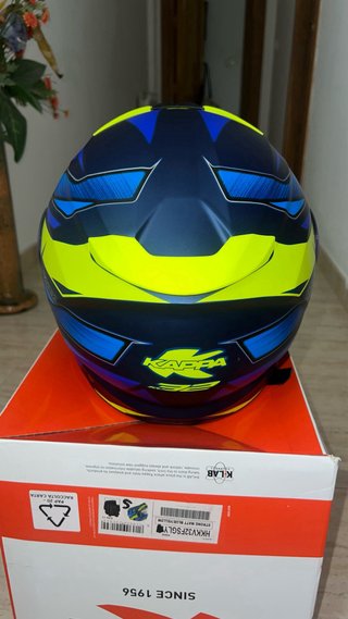 Casco Moto Kappa Azul y Amarillo