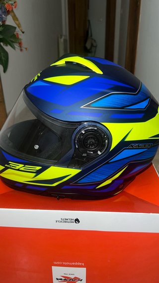 Casco Moto Kappa Azul y Amarillo