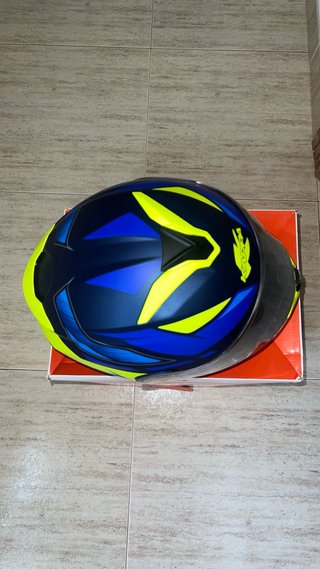 Casco Moto Kappa Azul y Amarillo