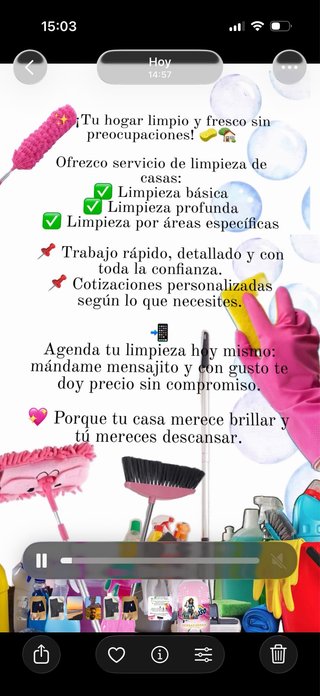 Limpiadora dé mantenimiento y fondos.