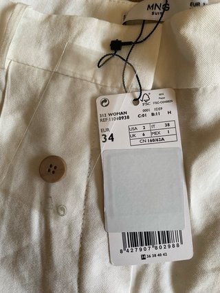 Pantalón Mango Crema Talla 34