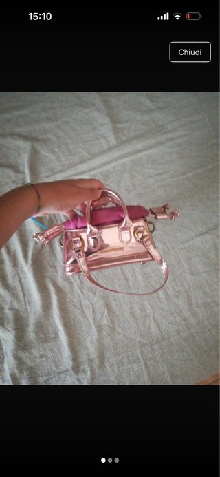 Borsetta mini rosa metallizzata