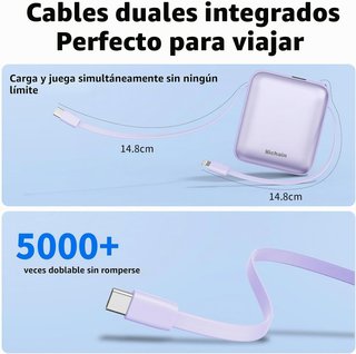 Power bank 10000 mAh 22,5 W con cavi integrati