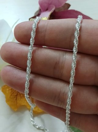 Solida Cadena Cordón 60cm Plata De Ley 925
