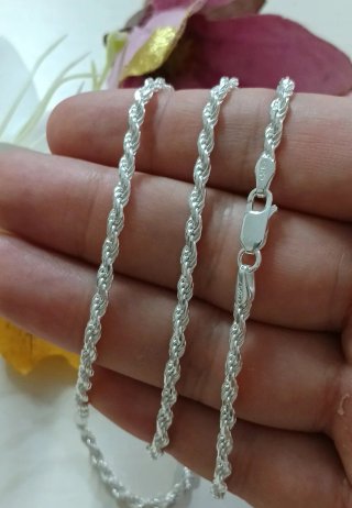 Solida Cadena Cordón 60cm Plata De Ley 925