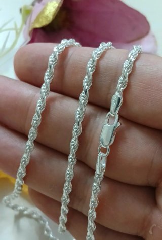 Solida Cadena Cordón 60cm Plata De Ley 925