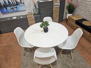 Mesa redonda de madera de 100cm + 4 sillas
