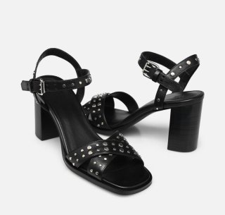NUEVO Sandalias The Kooples Tacón Negro Tachuelas