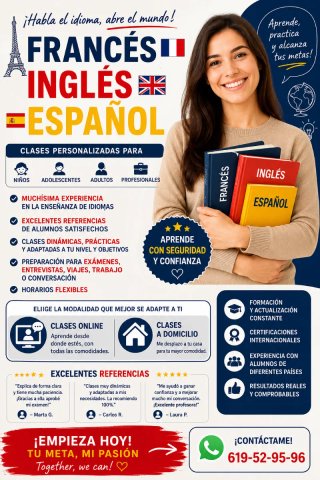 Clases de idiomas Ingles, Francés y Español