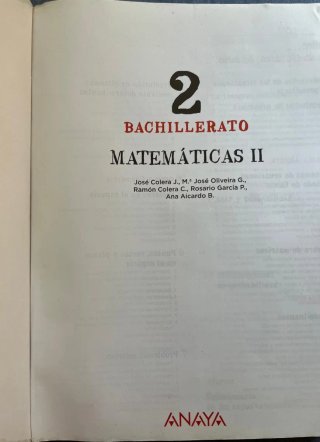 Matemáticas II. 2o de Bachillerato