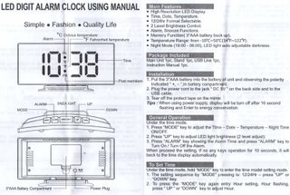 Reloj despertador, pantalla espejo 7” (18cm)
