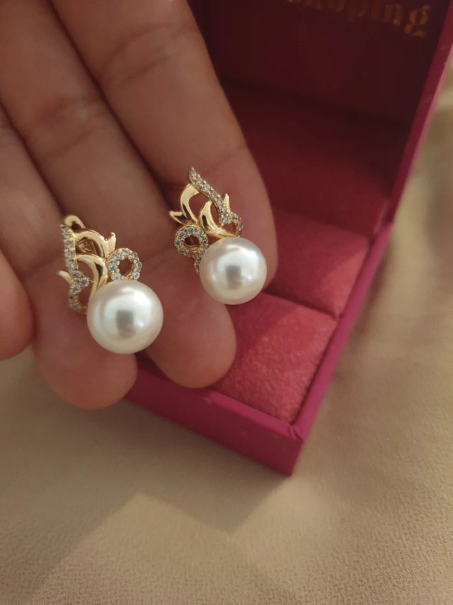 Pendientes perla chapado oro 18k