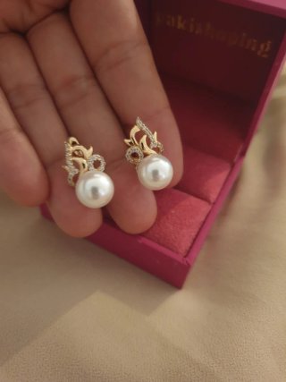 Pendientes perla chapado oro 18k
