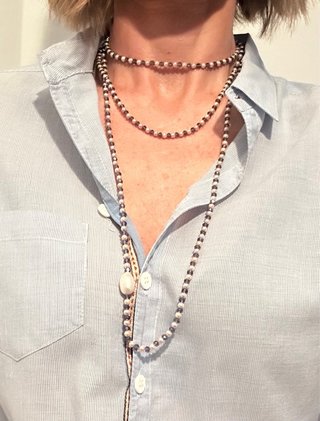 Collana lunga perla e pietre