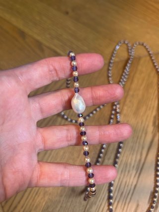 Collana lunga perla e pietre