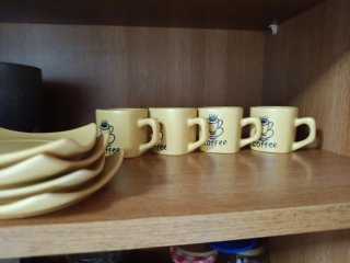 Juego 4 Tazas Café Cerámica Amarillas