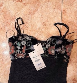 Vestido Zara bordado tirantes M