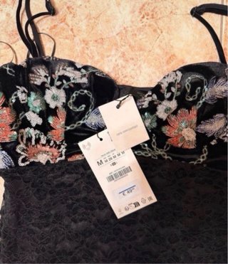 Vestido Zara bordado tirantes M