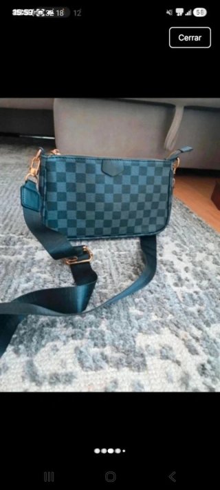 Bolso cuadros negro y gris
