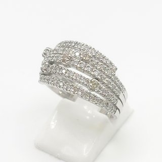 Anillo Oro Blanco 18K, Diamantes, 8.36gr, T-19