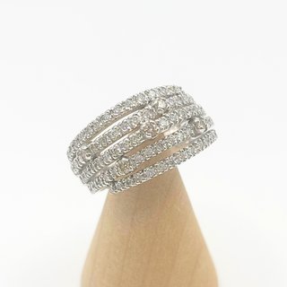 Anillo Oro Blanco 18K, Diamantes, 8.36gr, T-19