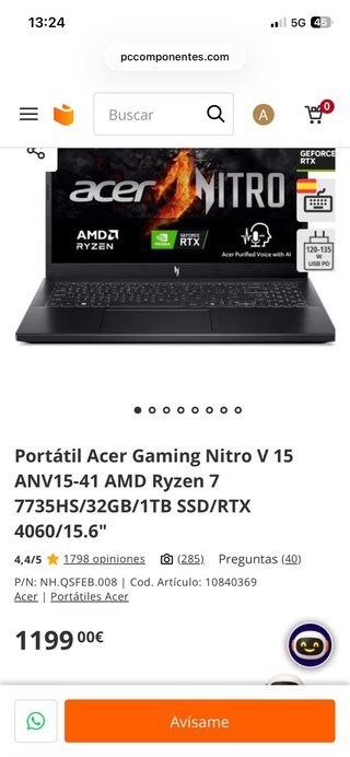 Acer Nitro V15 Portátil. CON GARANTÍA