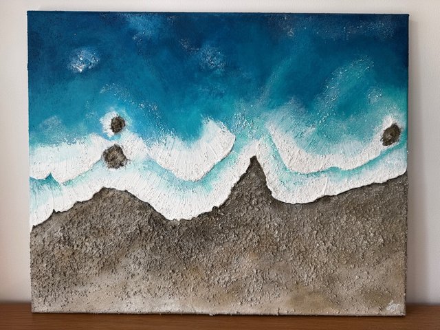 Cuadro Marino Texturizado 50x40cm Hecho a Mano