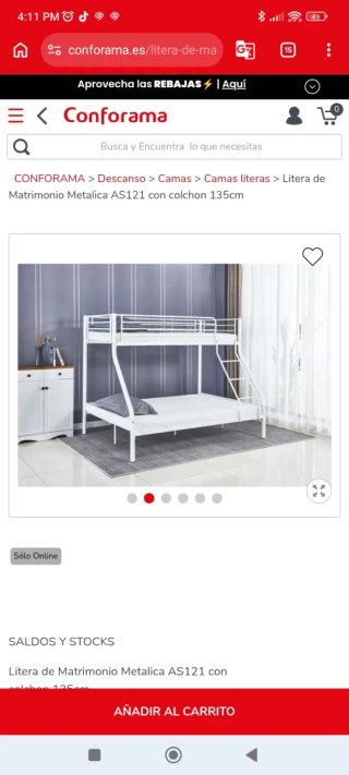 Letto a castello matrimoniale bianco metallico nuovo