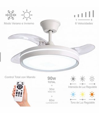 Ventilador de techo blanco con mando a distancia