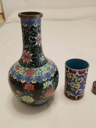 Lote de 5 piezas de cloisonné chino vintage