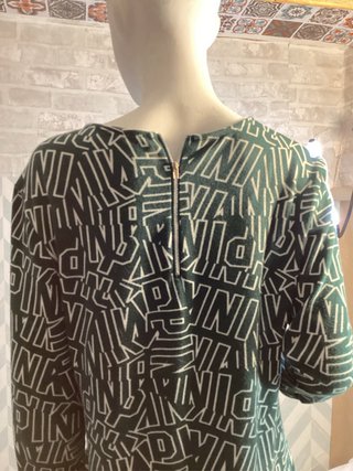 Vestido verde estampado manga francesa T46 Elástic