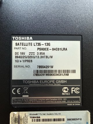 Portátil Toshiba Satellite L735